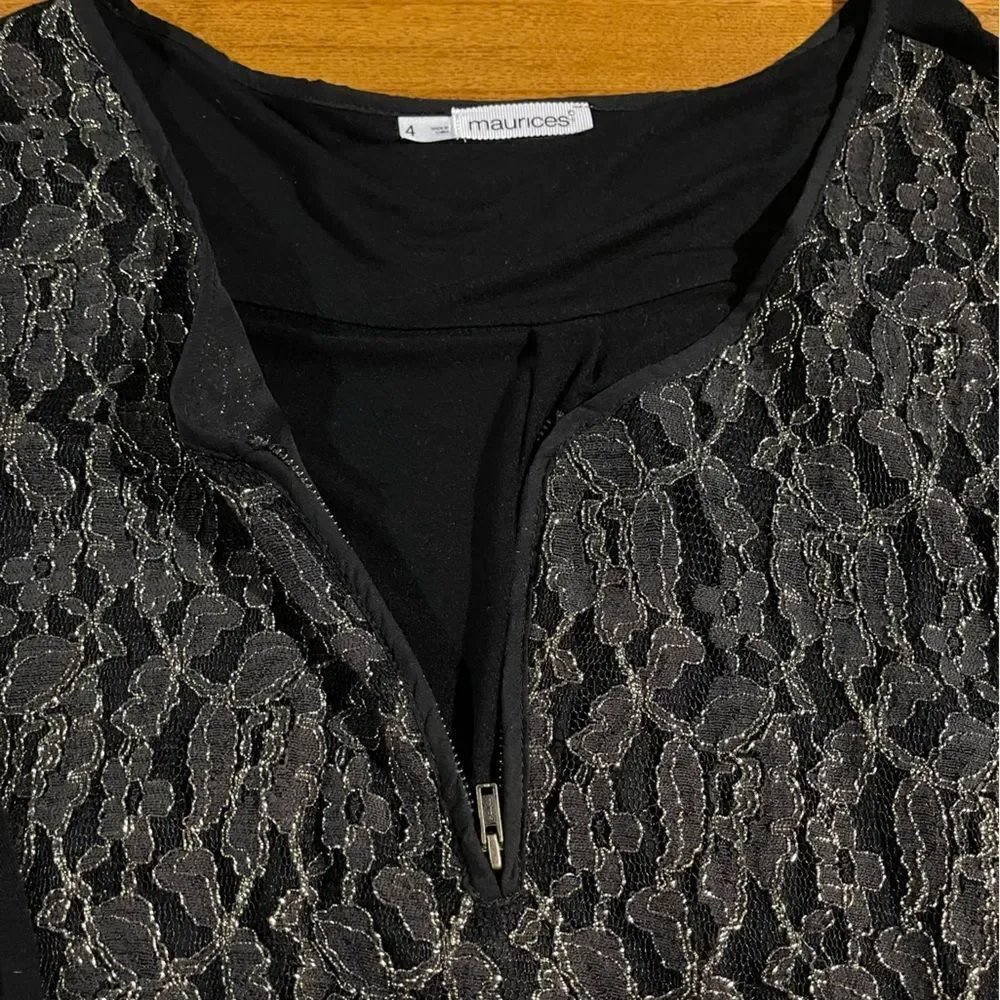 Maurices Woman’s Black and Silver Top Size 4X NWOT